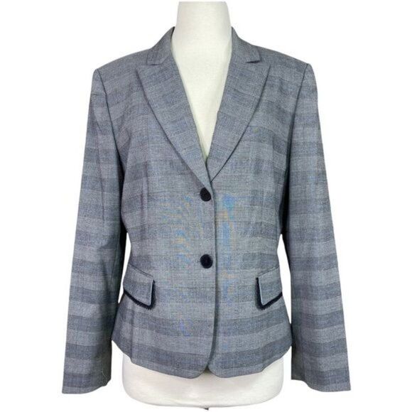 Tahari Blazer Gray With Black Lace Trim Size 12 - Picture 1 of 5